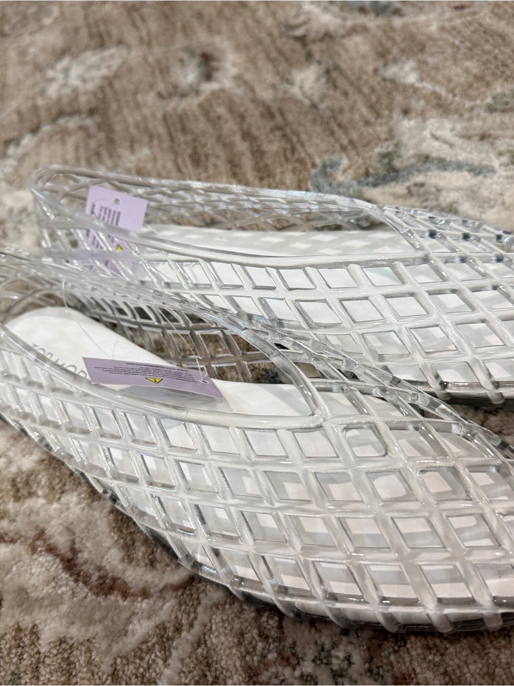 TOP Moda Clear Jelly Diamond Lattice Slingback Flats - Picture 2 of 4